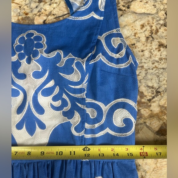 Tracey Reese by Anthropologie blue white eyelet dress sleeveless NWT sz 12 - Picture 14 of 17